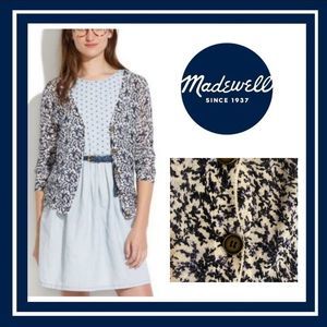Madewell Blue Bud Floral Cardigan Sweater Size Medium